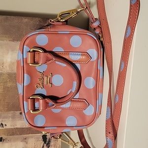 SALAD Small Pink Blue Polka Dots Leather Two Way Bag